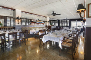 The inside dining room of the A&B Lobster House. 