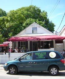 Croissant de France on Duval Street with delivery van out front