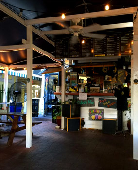 Outdoor seating at the Cuban Coffee Queen