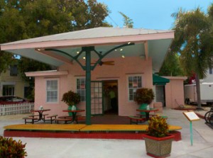 The pink Bien restaurant, once a service station