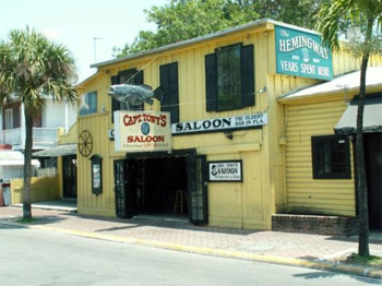 The bright yellow building with the big grouper is Captain Tony’s – the original Sloppy Joe’s.