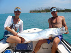 Large tarpon caught and released back onto the flats