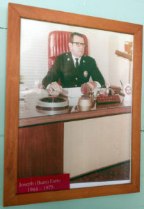 Photo of infamous Fire Chief Bum Farto at this desk at the Key West Fire Station