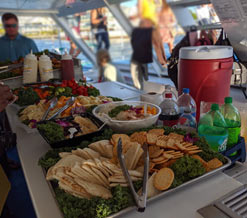 View of the excellent tasting snacks provided on the sunset cruise