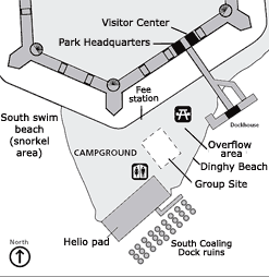 Map showing camping sites at Dry Tortugas National Park