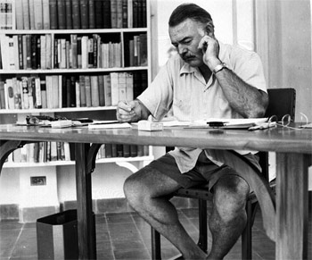 Ernest Hemingway at work while living in Key West