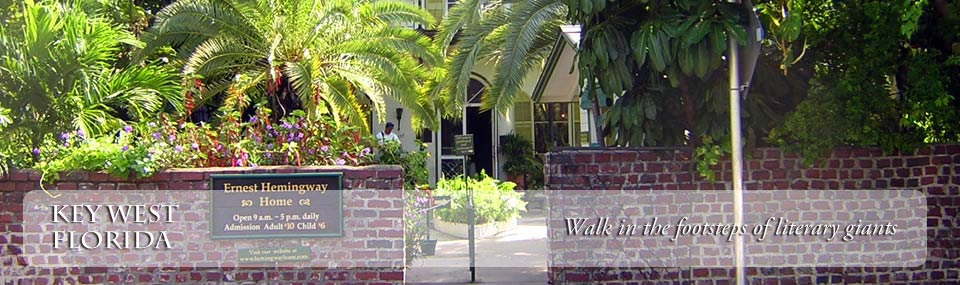 View of the entrance to the Hemingway House, home to one of Key West's famous resident writers