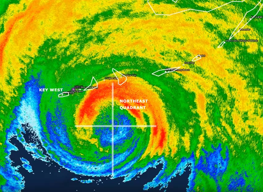 Radar image showing Hurricane Irma's approach to Key West and the Florida Keys