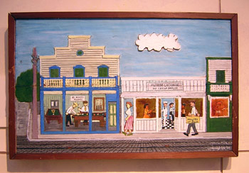 Painted wood carving by Mario Sanchez, known for capturing earlier Key West life.