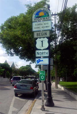 Sign for Mile Marker Zero of US 1 in Key west