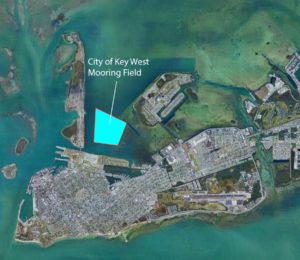 Satellite view showing approximate location of the City of Key West Mooring Field