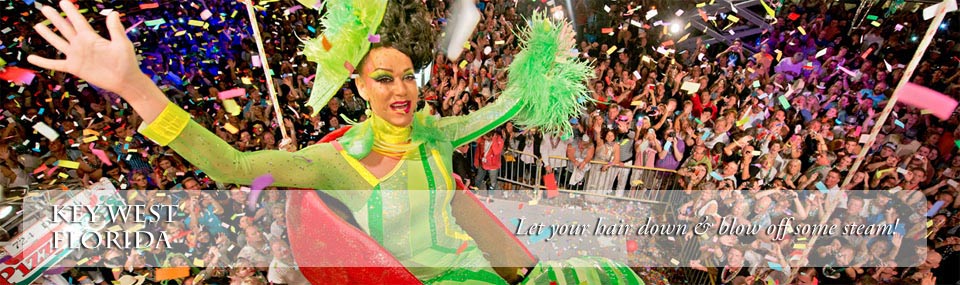 View of the New Year's Eve party on Duval Street with famed drag queen