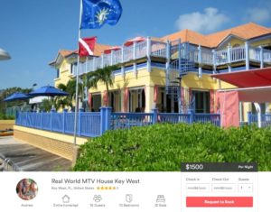 Rental listing for the house used in Real World Key West season