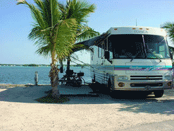 RV at a campsite next to the ocean