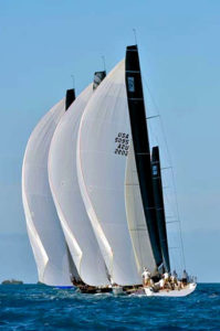 Spinnakers flying during sailboat race in Key West