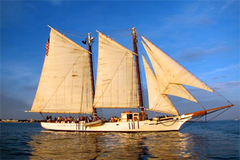 The historic schooner Western Union, with all sails up