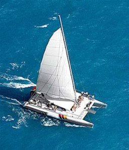 Snorkel boat sailing out to the reef from Key West