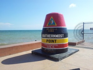 Large cement buoy marker of the Southernmost Point in the continental United States