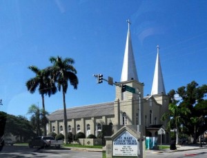 Twin-spire cathedral on Truman Ave in Key West, one of the oldest in Florida