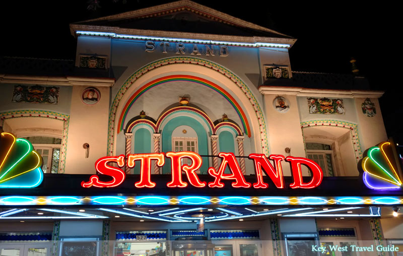 The ornate facade of the Strand Theater on Duval Street