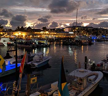 Historic seaport marina in Key West with waterfront hotels in view