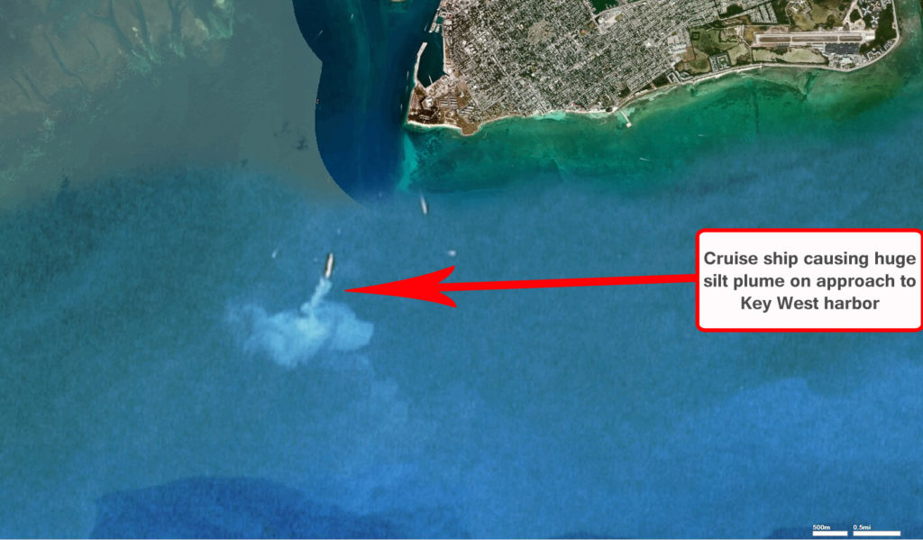 Key West cruise ship causing massive silt plume on approach to Key West harbor